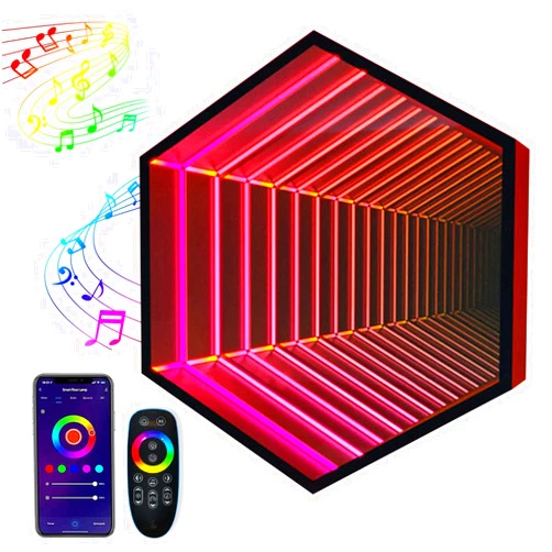 NAPQUINA Infinity Mirror Tunnel Lamp, 3D Infinity Mirror Light, Remote Control Tunnel Mirror Light with Multi Color Changing Light, for Bedroom Children's Room,30cm/12inch