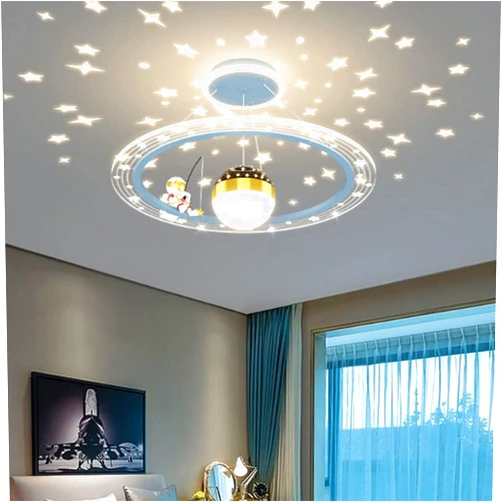 Generic Chandeliers,Astronaut Ceililight for Bedroom Firework Light Stplanet round Projection Star Led Modern Ceililight for Girls Bedroom Liviroom Cloakroom Home/Blue/Projection