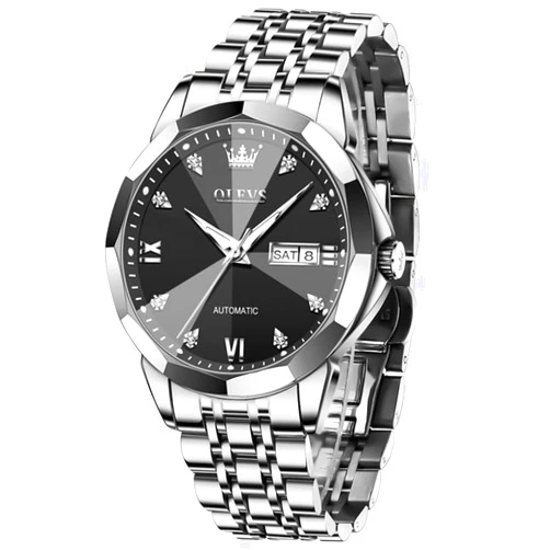 OLEVS Men Automatic Mechanical Watches Self Winding Luxury Stainless Steel Men Watch No Battery