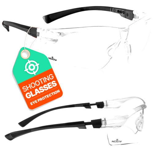 NoCry Clear Shooting Glasses for Men with Anti-Fog and Scratch Resistant Wraparound Lenses — ANSI Z87 Safety Glasses for Men with Adjustable Temples & Nose Pad — 100% UV Eye Protection for Shooting