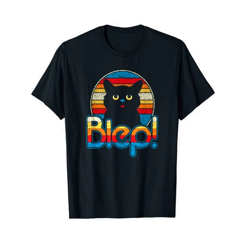RYSTUFF Cute Retro Blep Kitty - Humor Gift for Black Cat Lover T-Shirt