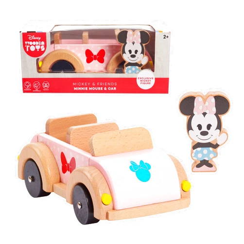 Disney Wooden Toys Minnie Mouse Figure and Vehicle, Officially Licensed Kids Toys for Ages 3 Up by Just Play