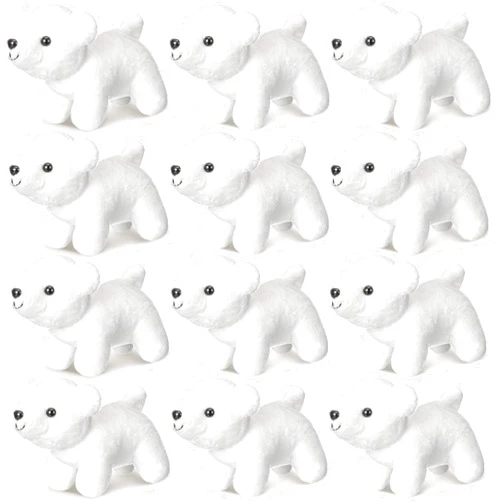 Hiboom 12 Pieces Polar Bear Stuffed Animal Mini Plush Polar Bear White Soft Polar Bear Plush Toy 6 Inch Stuffed Animal Cuddly Bear Gifts for Boys and Girls Christmas Winter Birthday Decor(Classic)