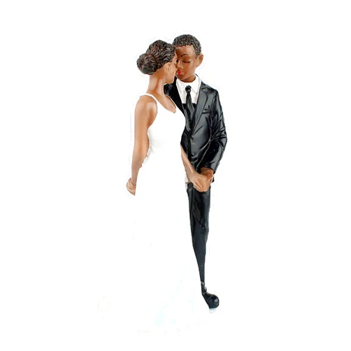 SCHOLMART African American Wedding Cake Topper, Black Couple, Hand Painted, Durable, 3x2.3x6.3 inch, Resin, 1 Unit