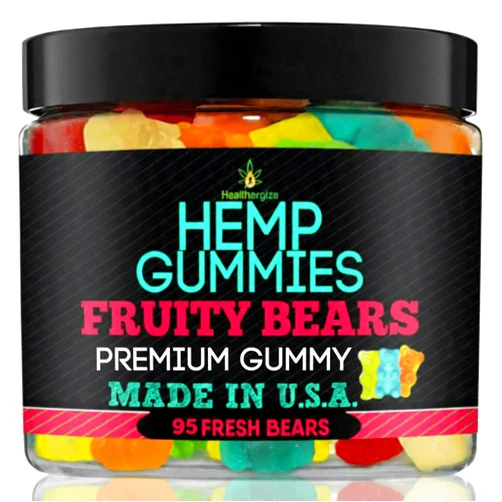 Healthergize Hemp Gummies Edibles for Sleep Calm HempOil Infused -95 Fresh and Fruity Bears-Made in USA
