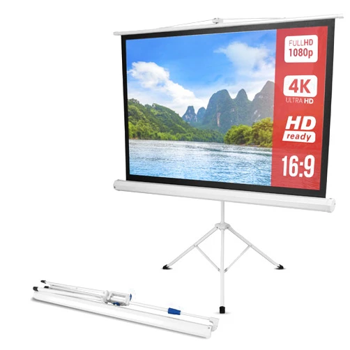 Pyle 50-Inch Outdoor Projector Screen with Tripod Stand, Lightweight Roll-Up Display, Portable Projector with Matte White Fabric for Home Theater, Classroom, and Office Presentations, 4:3 Aspect Ratio