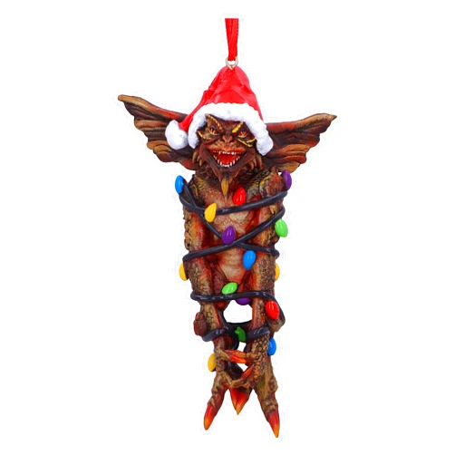 Nemesis Now Gremlins Mowhawk in Fairy Lights Hanging Festive Decorative Ornament, Brown, Christmas