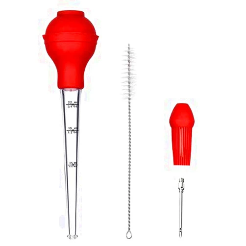 MODUODUO BBQ Turkey Baster With Measurement Baster Syringe with Cleaning Brush and Marinade Needles for Marinating Beef, Pork, Fish