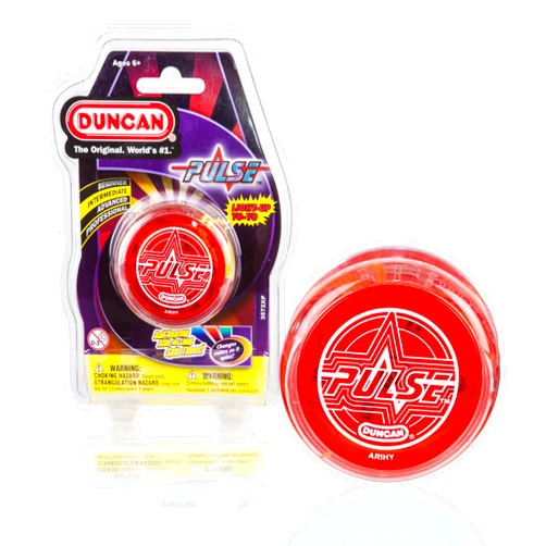 Duncan Toys Pulse LED Light-Up Yo-Yo, Intermediate Level Yo-Yo with Ball Bearing Axle and LED Lights, Clear/Red, Small