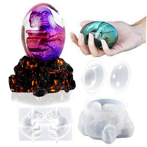 BIGEBO Dragon Egg Resin Mold Silicone，Easter Dragon Egg Mold Silicone Molds for Resin Candles Home Decoration Animal Resin Cartoon Mold Set