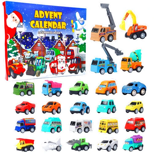 ATDAWN Christmas Advent Calendar 2024 with 24 Different Vehicles, Car Advent Calendar for Kids, Car Stocking Stuffer Toys, Countdown to Christmas for Kids Toddlers Teen Boys and Girls