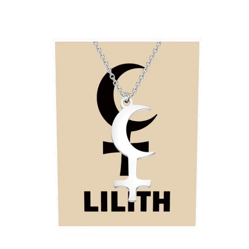 Lywjyb Birdgot Black Moon Lilith Symbol Necklace Crescent Moon With Cross Jewelry Astrology Necklace Witchcraft Gift for Sister