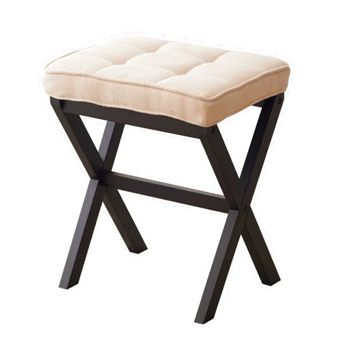 FILWH Foot Stool Small Ottoman Foot Rest Padded Foot Stool Desk Foot Stool for Under Office Desk Vanity Stool Bamboo Footstool Sofa Footrest Shoe Stool Small Foot Stools (Black Legs + Beige)