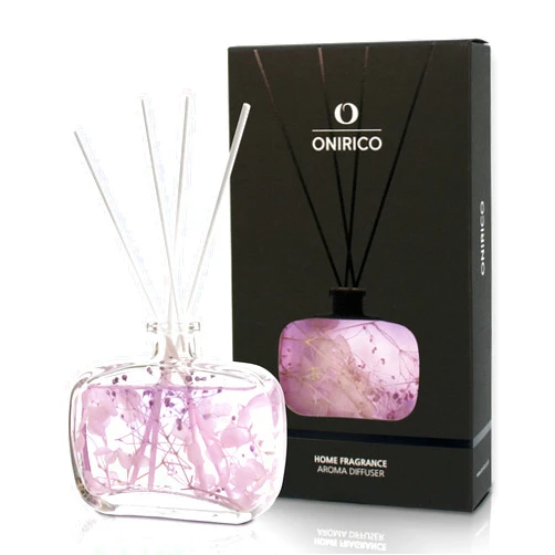 Onirico [ONIRICO] Preserved Real Flower Reed Diffuser Set Selene 3.4oz, Lavender, Fragrance Oil Home Diffuser, Bathroom Shelf & Office Korean Scent Decor 100ml