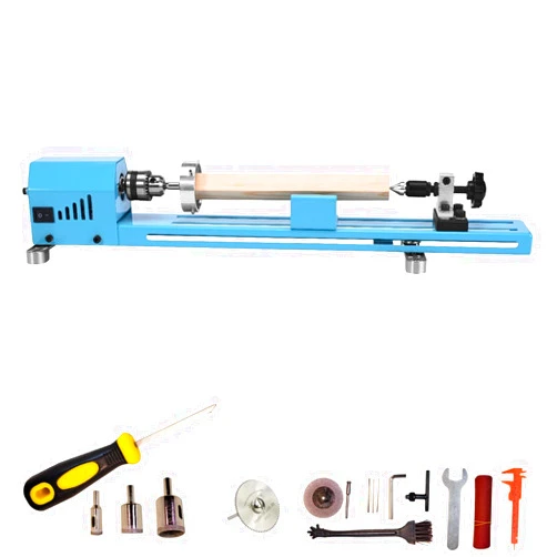 FesmTek Mini Wood Lathe Machine Multi-Purpose Upgraded And Lengthened Processing Diameter 11inch Support Turning Cutting Sanding Polishing Wood, Professional Customized Tool Accessories