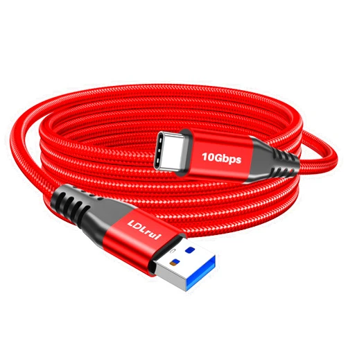 LDLrui 10ft Red USB C Cable 10Gbps Data Transfer, Extra Long USB 3.2 Gen 2 to USB C Sync Cable 3.1A Type C Charger Cord Fast Charging for iPhone 16 Pro, Samsung Galaxy S23, PS5 Controller, Webcam