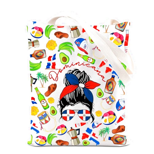 JNIAP Dominican Republic Souvenirs Dominican Flag Tote Bag Dominicana Gift Grocery Bag Vacation Holiday Travel Shoulder Bag
