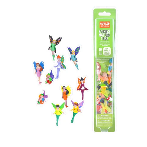 Wild Republic Fairy Figurines Tube, Fairy Toys, Ten Fairy Figures with Five Different Poses All with Different Hair and Outfit Colors , 10 Piece Set