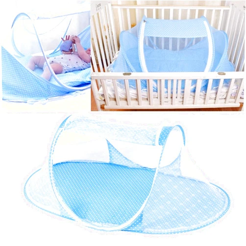 Mumisuto Portable Baby Mosquito net, Baby Crib Net Folding Cute Baby Net Travel Crib Baby Tent Instant Pop Up Travel Bed with Mosquito Net Pad Breathable Baby Crib Tent with Zipper Closure