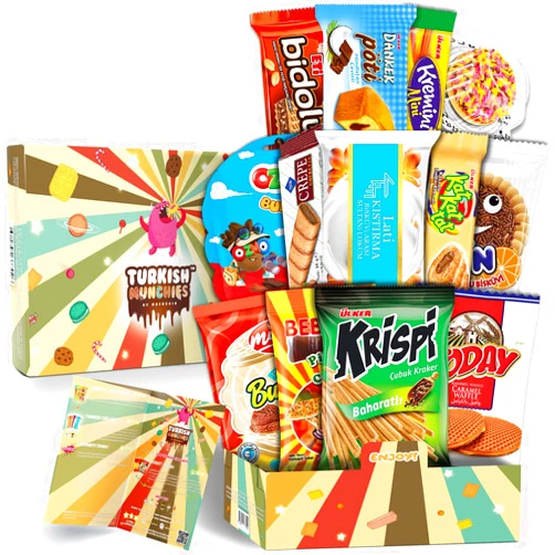 Turkish Munchies by Muekzoin Midi International Snack Box | Premium Exotic Foreign Snacks | Unique Snack Food Gifts Included | Galaxy Space Theme | Candies from Around the World | 12 Full-Size + 1 Bonus Snacks