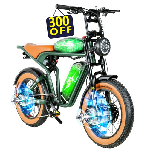SAMEBIKE 2000W Electric Bike, 48V 36Ah Electric Dirt Bike for Adults Up to 130 Miles, 20 Inch 4.0 Fat Tire Electric Bike Full Suspension Ebike Hydraulic Brakes 7 Speed Color Display