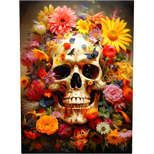 CHOSIGHT 5D Diamond Art Painting Skeleton Kit - DIY Paint with Diamond Art Flower Round Full Drill Craft, Home Decor Embroidery Set with Canvas, Tools, Sparkling Diamonds - 12x16 inch