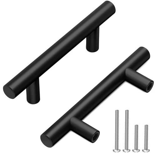 SAYONEYES 20 Pack Matte Black Cabinet Handles 3 Inch Hole to Hole - Stainless Steel Rustic Kitchen Cabinet Hardware – Pull Handle for Dresser, Drawers, Cupboards – 5 Inch Length