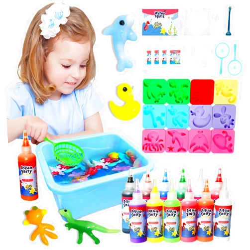DUA MAIGA 12 Colors Magic Water Elf Toy Kit, Aqua Fairy Water Gel Kit Handmade Water Toy, 100ml/3.4oz Large Capacity Water Elf Set with 12 Shape Molds, Sea Creature Molds,Birthday Gifts Crafts&Art DIY Kit