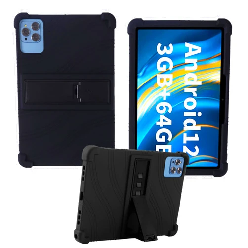 HminSen Case for KADYBE D115B, ApoloMedia K109B 10 inch Tablet, Soft Silicone Stand Cover for NOBKLEN 10 Inch, JUNINKE GA10 10.1, JREN AMIAMO AMM10062, DOOGEE U9/U10/U10Pro/DOOGEE T10 PRO (Black)