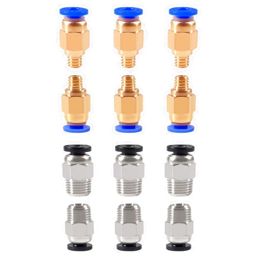 AIDOMAK 6 Pcs PC4-M6 Pneumatic Fitting and 6 Pcs PC4-M10 Pneumatic Fitting for Creality Ender 3, Ender 3 Pro, Ender 3 V2, Ender 5, Ender 5 Pro, CR-10, CR-10S, and Other Bowden Extruder 3D Printer