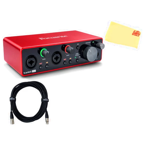 Focusrite Scarlett 2i2 3rd Gen 2-in, 2-out USB Audio Interface Bundle with XLR Cable and Austin Bazaar Polishing Cloth