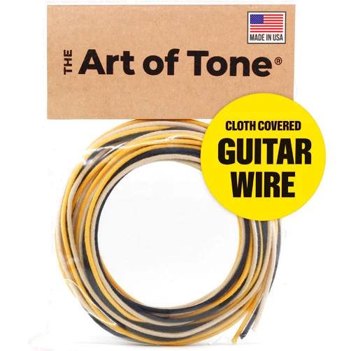 The Art Of Tone Gavitt Cloth Wire, 22 Gauge Guitar Wire, Pushback Wire for Electric Guitar Upgrades Kits, and Wiring Harness, 22awg 7-Strand Pre-tinned Copper Wire 10ft of Each Black/White/Yellow