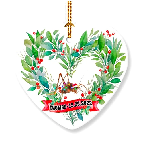 Prezzy Camel Cricket Gifts Personalized Ornaments Wreath Floral for Pet Lovers Animal Owners Custom Heart Ornament Plaque Keepsake Ceramic 3'' Hanging Xmas Tree Decorations for Home