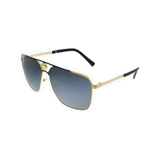 Versace VE 2238 143687 Gold/Matte Black Metal Rectangle Sunglasses Grey Lens
