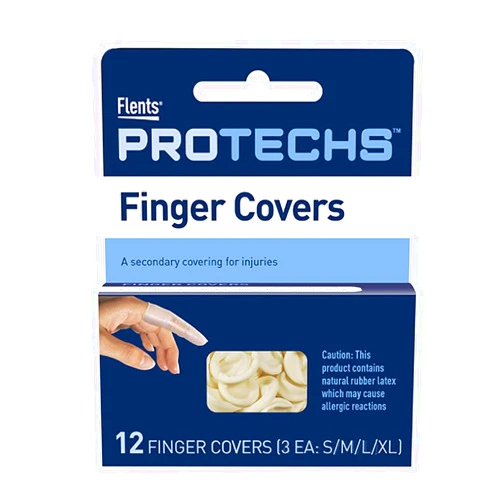 Flents First Aid Finger Covers, 12 Count, Small, Medium, Large, X-Large, Protects Finger While Healing From Injury (3 Pairs Each of S/M/L/XL) (69626)