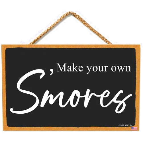 SEIFUD Outdoor Party Decorations Smores Bar Sign Supplies for Wedding 11 X 6 Inch Black (CA7US-032)