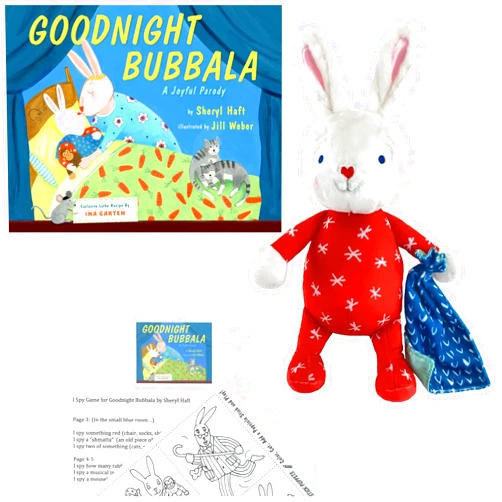 Gifts by We 3 Books Goodnight Bubbala Gift Set, Book by Sheryl Haft, MerryMakers Plush Book Character Rabbit Doll Toy and Fun Pages (Popular Jewish Bedtime Story with Yiddish Words of Love, Comfort, and Traditions)