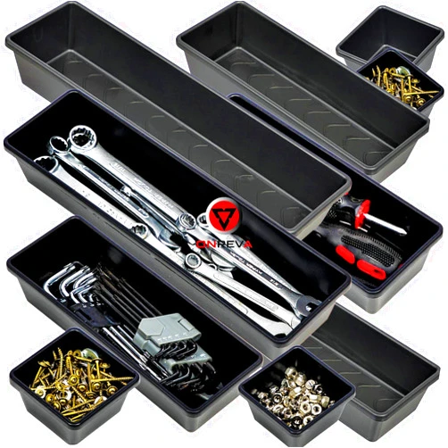 ONREVA Tool Box Organizer Tray Divider Set, Extra Large Toolbox Trays, Tool Box Organizers and Storage Kit, Rolling Tool Chest Drawer Bins, Hardware Screwdrivers Pliers Organization, 6pcs