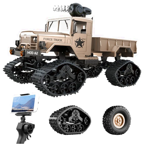 REMOKING RC Hobby Toys Military Truck Off-Road Sport Cars 4WD 2.4Ghz All Terrain Vehicle with Wi-Fi HD Camera Gifts for Kids and Adults