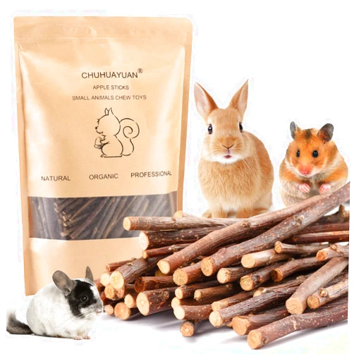 CHUHUAYUAN Natural Apple Sticks, 300g Treats Food for Small Animals, Chew Toys for Chinchilla Guinea Pigs Rabbit Squirrel Hamster Bunny