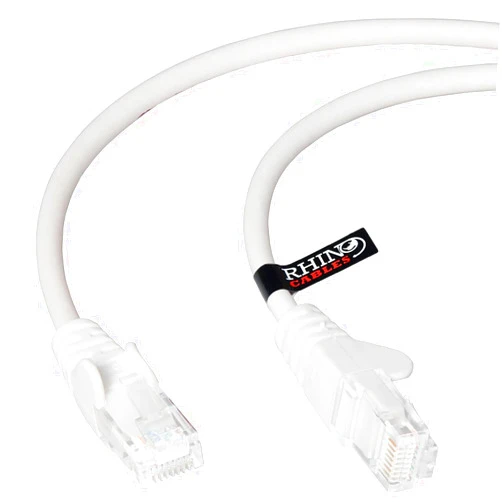 rhinocables CAT 5e High-Speed Ethernet Cable - Reliable LAN Network RJ45 Cable for Fast Internet & Data Transfer | Durable WiFi Broadband Cable for Gaming & Streaming (6ft, White)