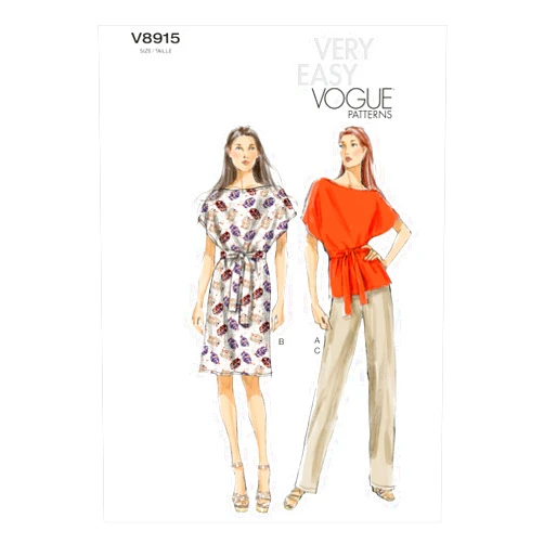 Vogue Patterns V8915 Misses' Top, Dress, Belt and Pants Sewing Template, Size ZZ (LRG-XLG-XXL)