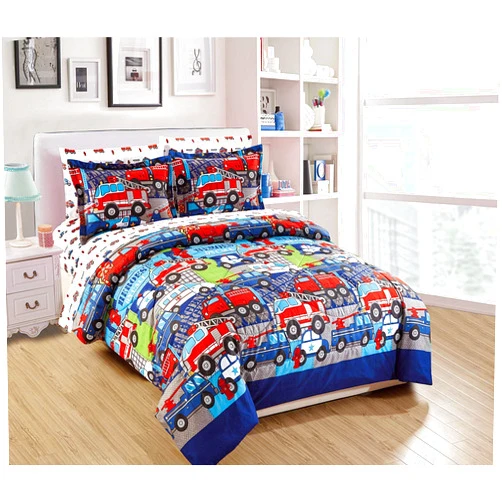 Elegant Home Multicolor Heroes First Responders Police Cars Fire Trucks Ambulances Design 7 Piece Comforter Bedding Set for Boys/Kids Bed in a Bag with Sheet Set # Heroes 2 (Full Size)