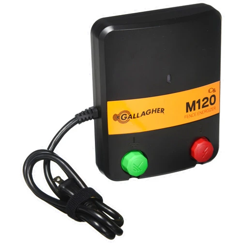 Gallagher M120 Electric Fence Charger - Powers Up to 15 Miles / 60 Acres of Clean Fence - 1.2 Joules, 110 Volt AC Energizer, Added Power Reserve - Unbeatable Reliability - Easy Installation…