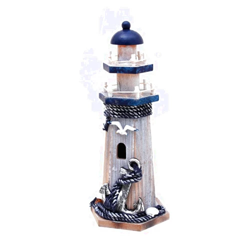Waroom Home Rustic Wood Lighthouse Decor Nautical Tabletop Centerpiece Wooden Lighthouse Ocean Beach Themed Sculpture Indoor Outdoor Coastal Decor for Home Party Mantel 10.25