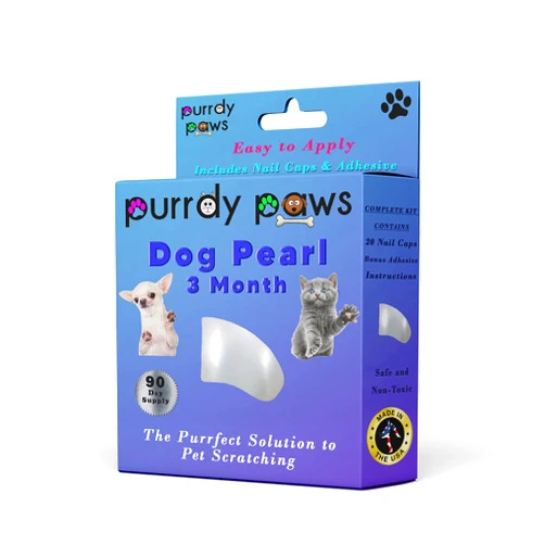Purrdy Paws 3 Month Supply Soft Nail Caps for Dog Claws Pearl XXL