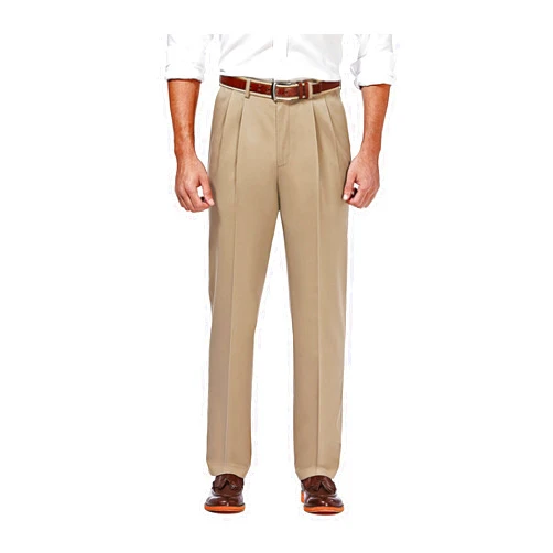 Haggar Men's Premium No Iron Khaki Classic Fit Pleat Front Regular and Big & Tall Sizes