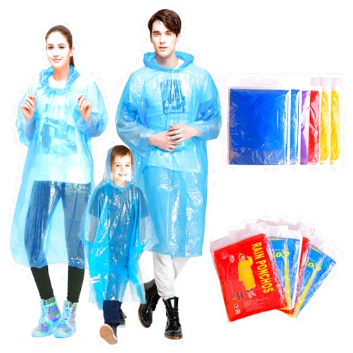 INNOCHEER Rain Ponchos Family Pack of 12, Disposable Emergency Raincoat for Kids and Adults Camping Hiking Outdoors