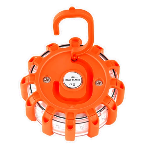 AK LED Road Flares Safety Flashing Warning Light Roadside Emergency Disc Beacon Kit for Vehicles Boats with Magnetic Base & Hook 1 Pack (Batteries Not Included)
