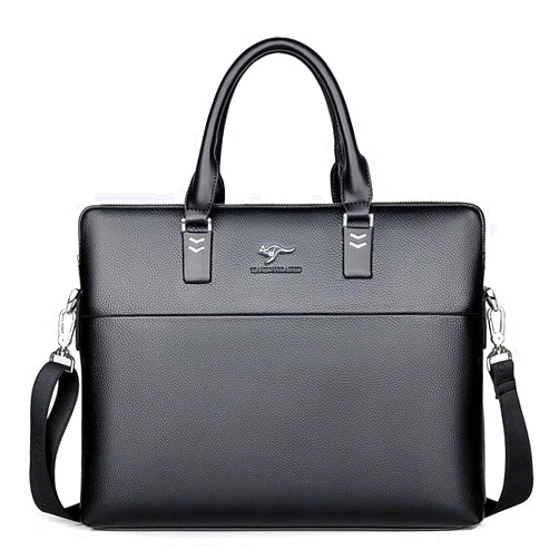 TIANHONGDAISHU Leather Briefcase Shoulder Crossbody Laptop Business Bag for Men Slim Messenger Bag Tote Handbags (TH001-4 black)